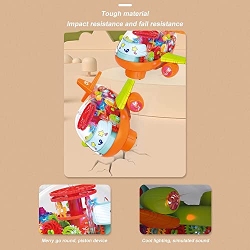 Image of Goyal's Transparent Gear Plane With Wide Wings - 3D Concept Toy With 360 Rotation, Moving Simulation Technology, Sound & Lights for Kids (Big)