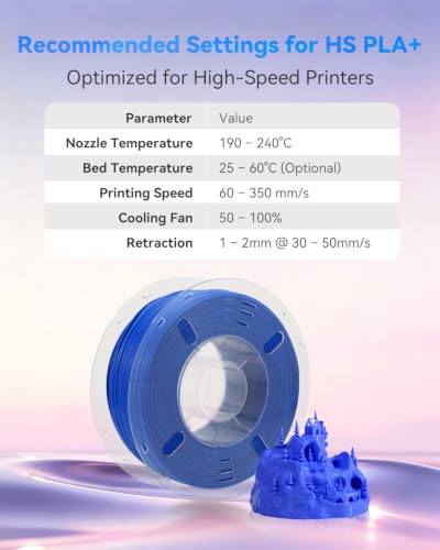 Image of VOXELAB HS PLA+ Filament 1.75mm, High Speed PLA Plus 3D Printer Filament, 1kg (2.2lbs) for Most FDM 3D Printers, Enhanced Toughness & Smooth Printing, Superior Layer Adhesion(Blue)