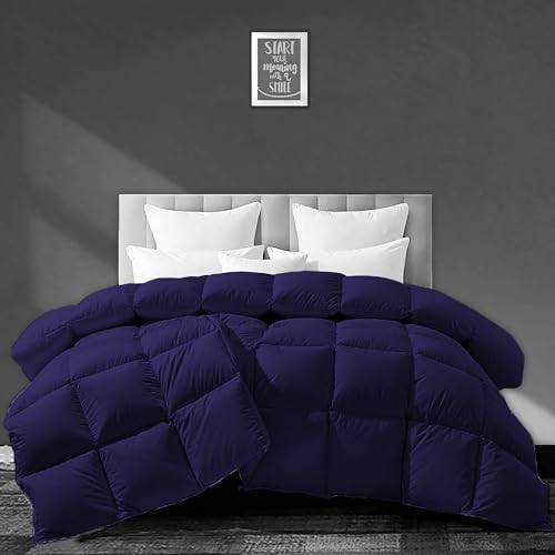Image of Luxurious 500 GSM Winter Comforter Double Bed Size (90 inchX100 inch) - Premium Collection Heavy Winter Quilted Comforter 500 GSM Microfiber Fill - Duvet /Blanket Double Bed - Navy Blue Color