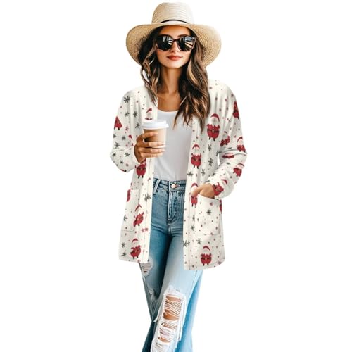 Image of Women's Open Front Cardigan Long Sleeve Loose Sweater Lightweight Soft Cardigan Jackets