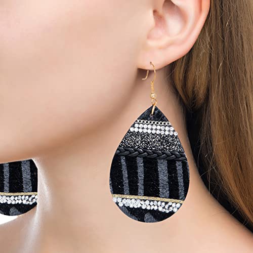 Boucles d'oreilles Drops rétro en cuir rayé pour vos soirées branchées