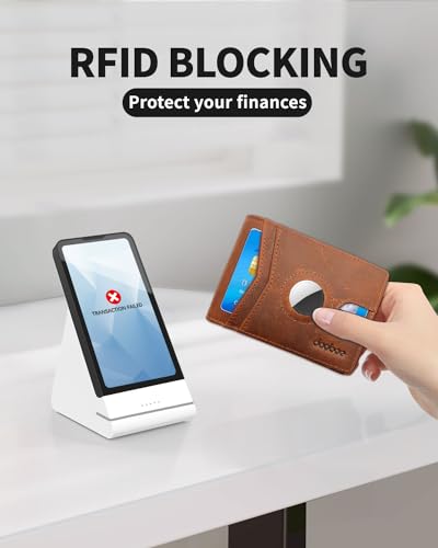 doeboe Mens Wallet - AirTag Compatible Bifold Wallet for Men, Slim Leather RFID Blocking 8-Card Holder (ID Window + Cash Pocket), Minimalist Front Pocket Gift Wallet [No AirTag Included]4