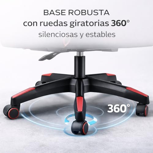 Miniatura 9 de Silla Gaming Ergonómica Reclinable Con Cojín Lumbar Y Cervical Altura Ajustable, Reposabrazos Acolchados, Ruedas 360 Ideal Para Oficina, Escritorio, Teletrabajo, Estudio, Juego, Ordenador