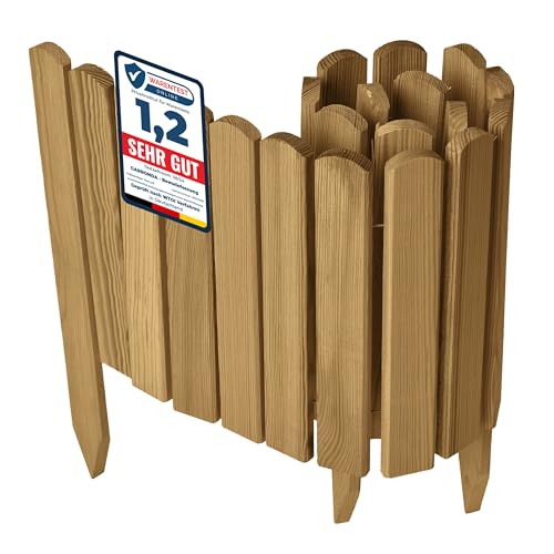 Garronda Beeteinfassung Holz Rollzaun Holzzaun 30 cm x 100 cm imprägniert Flexibler Rollborder Rasenkante Palisade Gartenzaun Umzäunung für Garten GD-0148, Hellbraun