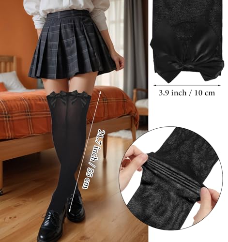 Image of Thigh High Stockings with Bows, Charming Stretchy Bow Stockings for Women