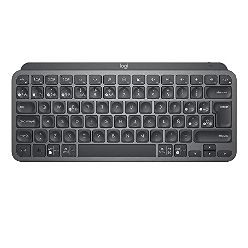 Logitech MX Keys ミニマリスト ワイヤレス キーボード、コンパクト、Bluetooth、バックライト付き、USB-C、Apple macOS、iOS、Windows、Linux、Android と互換性あり、メタル - ダークグレー