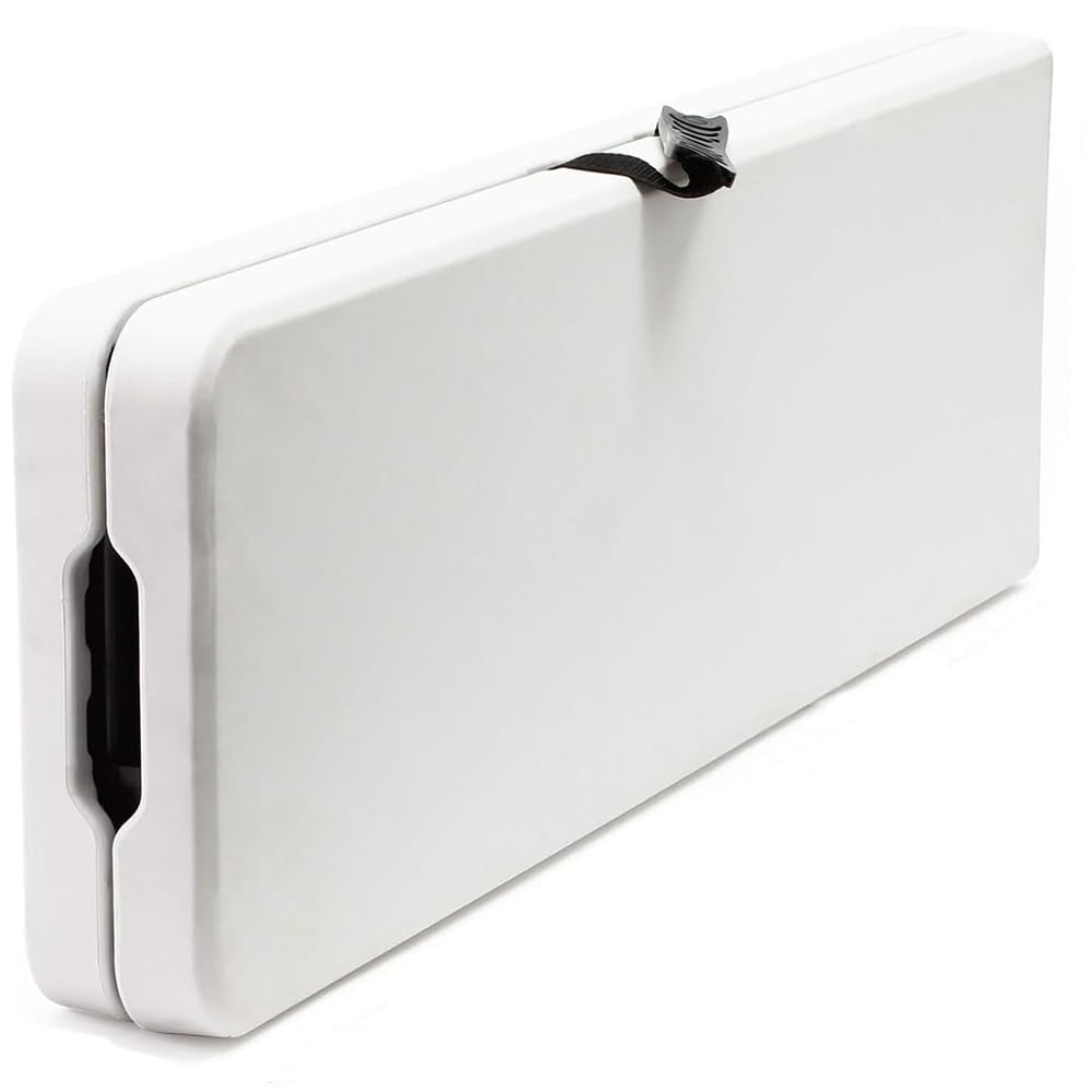 Panchina Pieghevole a Valigetta con Maniglia - Panca per Buffet, Giardino, Campeggio, Feste, Catering, Sagre, Bar, Mercato- Tavolo da Camping Salvaspazio Bianco 180x28x44h cm