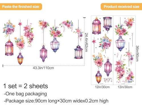 Vinilos decorativos de pared con flores colgantes para sala y dormitorio miniatura 3