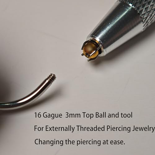 Gold Replacement Piercing Balls 16G 3mm Compatible for Externally Threaded Septum,Ear, Labret Piercings and Piercing Ball Grabber Tool,12 Pieces4