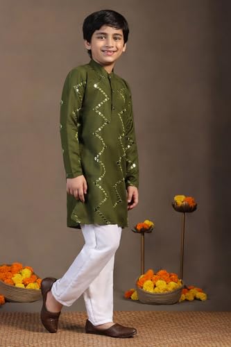 Image of Fashion Dream Boys Cotton Blend Geometric Kurta Payjama Set| Ethnic Set