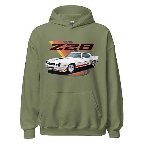 1979 White Camaro Z28 Retro Aesthetic Muscle Car Streetwear Unisex Hoodie