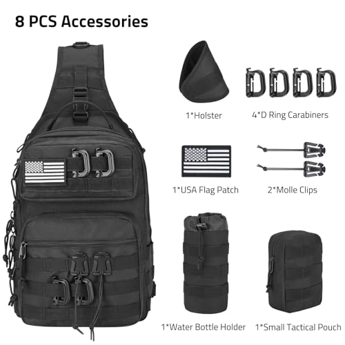 CVLIFE Tactical Sling Bag with Bottle Holder