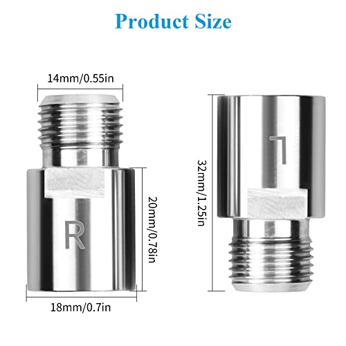 Vesaneae 1 Pair Chrome-Molybdenum Steel Bicycle Pedal Extender,20 mm Bicycle Foot Pedal Spacer with L and R markings,Adapter for foot pedal extensions,for Mountain,Folding,Racing Bikes - Image 2