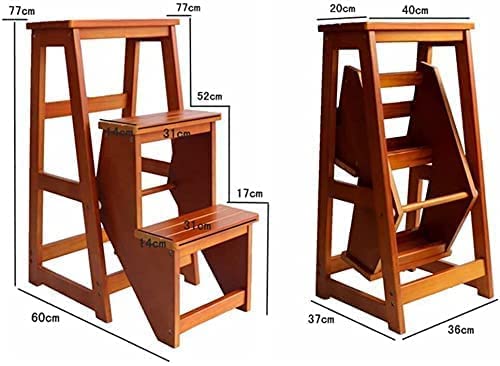 Taburete plegable de 3 niveles en madera portatil para cocina y biblioteca 6