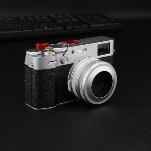 Haoge LH-X51W Lens Hood Metálico Ultra delgado 2 en 1 con anillo adaptador para Fuji X100VI Fujifilm FinePix X100V Cámara Plata miniatura 2
