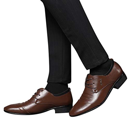 Shoes Suit Shoe Casual Shoes Male Wedding Lace Leather Men Comfortable Business Men's Leather Shoes Fashion Shoes (Brown, 46)4