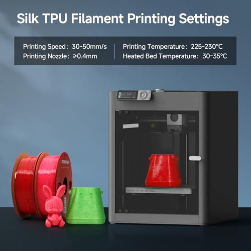 Image of Reprapper Silk TPU Filament, 95A Shore Hardness, 1kg TPU 1.75mm, Elastic 3D Printer Filament, Flexible & Soft Filament for 3D Printer (± 0.03mm) 2.2lb, Red