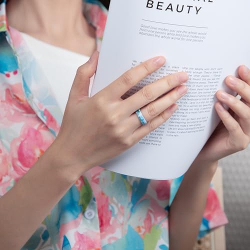 Egnaro Women's Silicone Statement Rings, 5.2mm Wide 2mm Thick Rubber Printed Floral Bands For Her Size 4-124