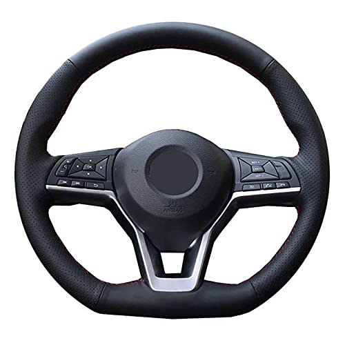 「NEXT-STAGE」日産 X-TRAIL エクストレイル T32後期用 D型 ステアリングレザーカバー施工パーツ一式 ブラックライン レッドライン DIY 本格派 本革 NISSAN ニッサン (黒ステッチ)