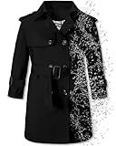 Betusline Boys Waterproof Trench Coat Rain Jackets Double Breasted Lightweight Classic Belted Outwear Jacket Dress Coats,1# Black,6-7 Years = Tag 130