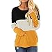 Ode_Joy Top Casual con Cuciture a t-Shirt Camicetta Felpa Manica Lunga Cravatta Maniche Lunghe Strisce Donna Cotone Casual Maglietta Primavera Autunno Camicia Maglia Maniche Lunghe