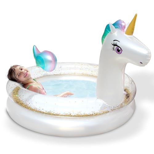 ONBEST Kinderpool Plantschbecken Einhorn mit Glitzer –...