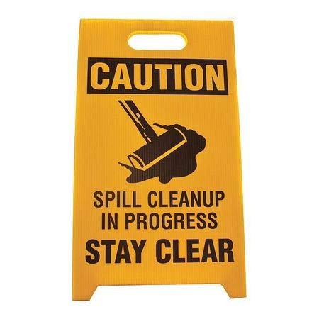 ENPAC Spill Caution Sign, Yellow, 25 in. x 11 in., Lightweight, High Visibility Sign