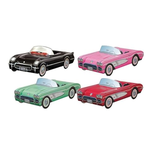 12 Classic Corvette Car Party Food Boxes with Wax Paper - 1950's Corvette Collection