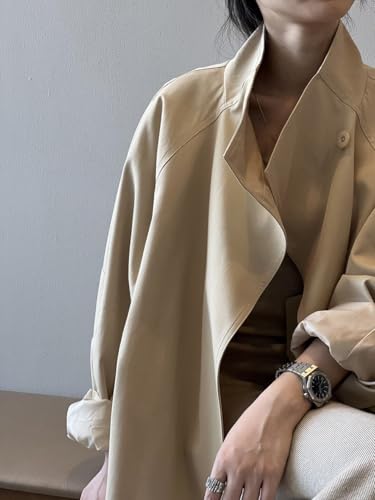 Chic Khaki Trench Coat by Utcoco – Large, Windproof & Elegant - Image 2