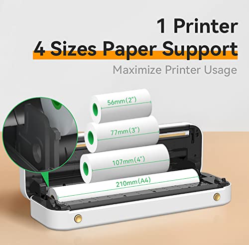 Image of A4 Thermal Portable Printer, Wireless Inkless Bluetooth Mobile Travel Printer, Compatible with Android and iOS, Prints Documents