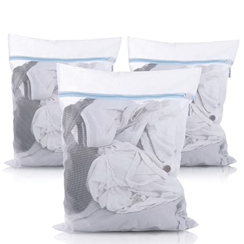 SANDWATCH Wäschetasche Wäschenetz Reißverschluß Wäschenetz Wäschesäcke für Waschmaschine Wash Bag für Kleidung und Schuhe 3 Stück 40x50cm Cover