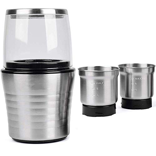 JRZTC Molinillo de Granos de café eléctrico Multiusos, Molinillo de café, con 2 Tazas extraíbles secas y húmedas…