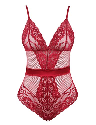 Women Sexy Lingerie Lace Teddy One Piece Mesh Bodysuit