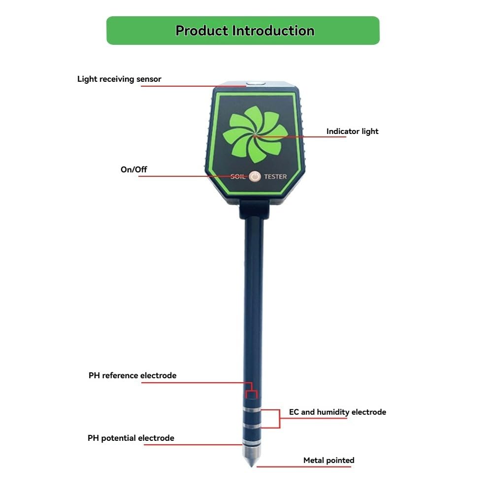 Professionelles Boden-PH-Messgerät Boden-EC-Fruchtbarkeits-Salztester Monitor Bluetooth Licht Luftfeuchtigkeitsdetektor für Pflanze