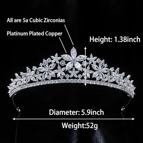 Sparkly Small Zircon Wedding Crowns and Tiaras for Women Cubic Zirconia Quinceanera Crown Sweet 16 Tiara Little Silver Gold Headband Crystal Headpieces Coronas Para 15 Anos Quinceaneras 2023 (Silver by QXMYOO - Image 4