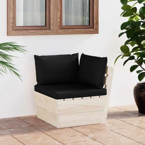 Vanitopaz Garten-Paletten-Ecksofa Element aus imprägniertem Fichtenholz mit Polstern, wetterfestes Loungemöbel, modular erweiterbar, ideal für Terrasse, Balkon, Outdoor Lounge und Sitzecke