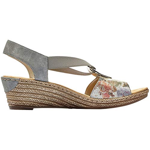 Image of Rieker 624H6 Fanni Women's Wedge Sandals - Lightweight, Comfortable and Supportive - Slip On Sandals with Cushioned Insole and High Wedge for Everyday Stylish Wear