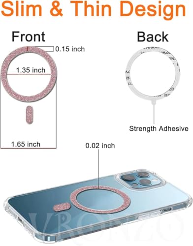 Image of VRONZO 4 PCS for MagSafe Ring Universal Sparkly Design Metal Rings for Magnetic Wireless Charging Sticker Ring Compatible with Magnetic Phone Cases for iPhone 17 /16 /15 /14 /13 /12 & Samsung S20-S25