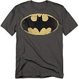 Batman Logo Distressed Vintage T Shirt & Stickers (Large)