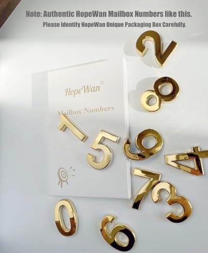 Image of Mailbox Numbers, 2 Inch Door Address Numbers Stickers for Apartment /Office /Home Room, Golden Shinny, Pack of 1 Set, 10 Pcs 3D numbers.(2 inch 10 Pack (0-9), Brass)