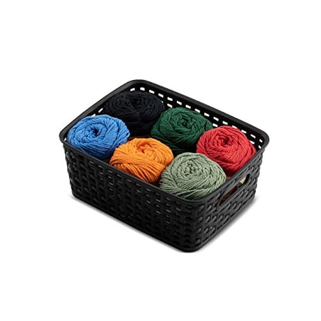 Set of 6 Plastic Storage Baskets - Small Pantry Organizer Basket Bins - Household Organizers with Cutout Handles for Kitchen Organization, Countertops, Cabinets, Bedrooms, and Bathrooms