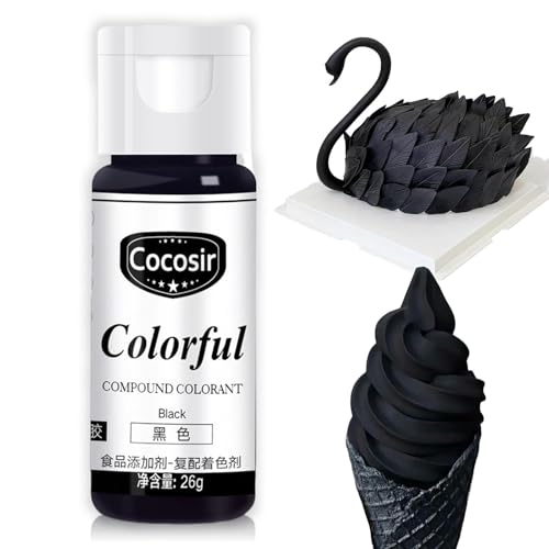Colorante Alimentario Negro, Color Liposoluble Intenso, Colorante Alimentario Líquido Negro para Repostería, Decoración, Glaseado, Cocina y Manualidades - 26 Gr