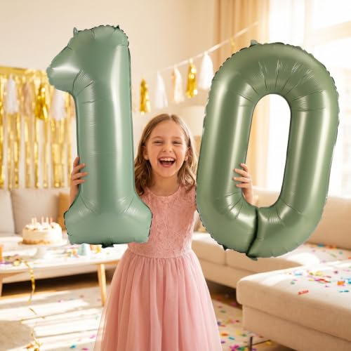 Image of YPSelected 32 Inch Large Foil Helium Number Balloon Birthday Wedding Party 0-9 (Olive Green, 0)
