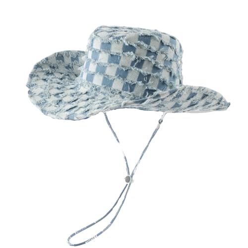 Cute Grunge Cowboy Hat for Women, Y2K Kawaii Trendy Chic Design 80s Grunge Fashion Cap Cowgirl Hat Vintage Western Cowgirl Hat (Plaid)