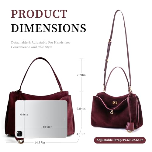 Image of hedexe Genuine Leather Tote Bag for Women: Soft Cowhide Shoulder Handbags for Ladies - Satchel Purse for Travel Work(Large)