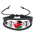 vmcoatdu Compatible Jordan National Flags Bangle Retro Alloy Leather Bracelet for National Flag Braided Rope Bracelet Bangle (Jordan)