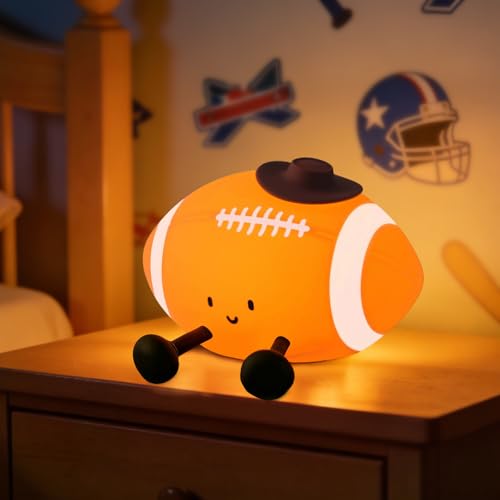 YISUN Football Night Light Soft Silicone Nursery Night Lamp Rechargeable Dimmable Rugby Night Lights with Timer Cute Night Lights for Kids Room Decor Birthday