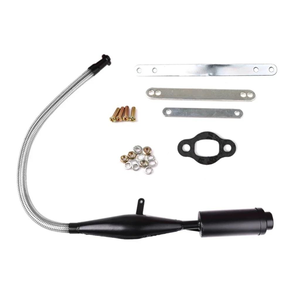 Tubo escape mofle Tubo flexible de plata negro del silenciador para las piezas motor gasolina la bicicleta 80cc