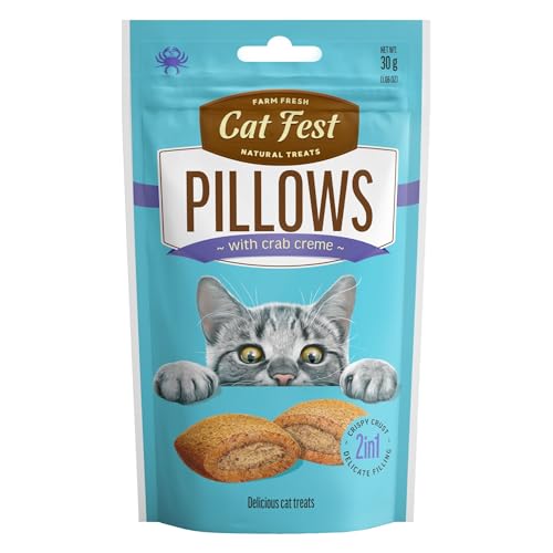 Image of BarkButler x Catfest Pillows with Crab Creamy Filling Cat Treat, 30g |Made with Natural Ingredients |0% Artificial Flavor, Colour or Preservatives|for All Cats & Kittens Breed