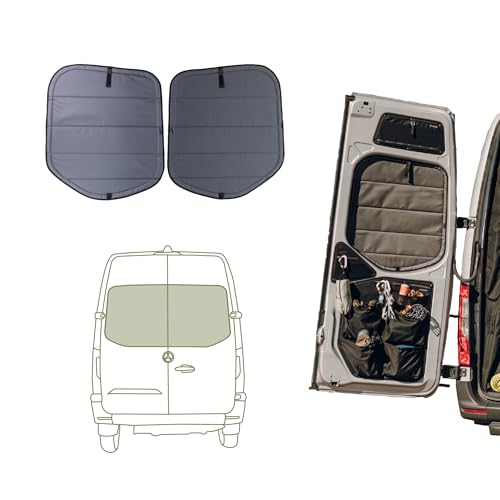 VanEssential Insulated Magnetic Blackout Rear Door Window Covers (Pair) Designed for Mercedes-Benz VS30 (Van Years 2019 to Current) - Charcoal Gray